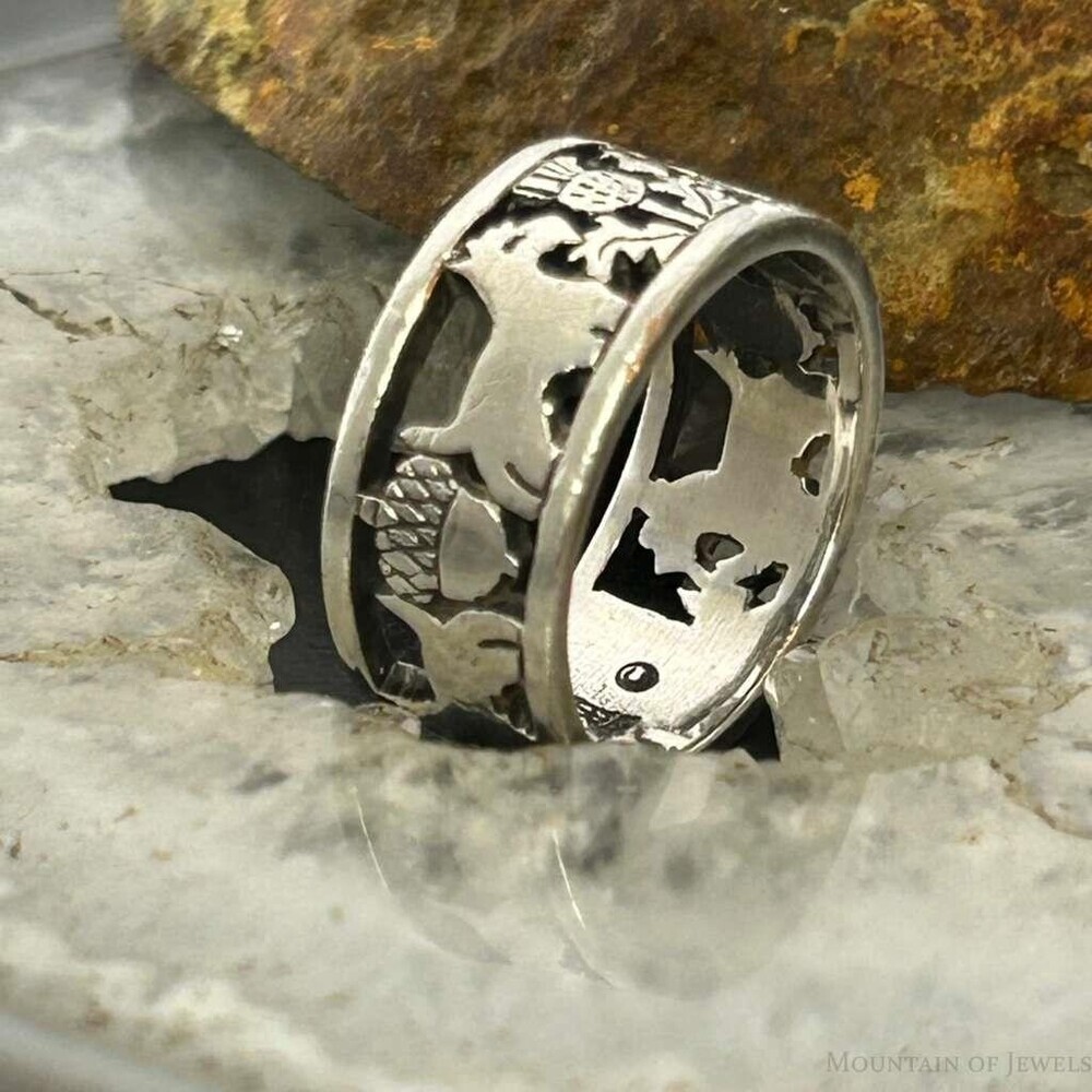 Vintage James Avery Sterling Silver Dogs Ring Size 8.5 For Women - Picture 3 of 10